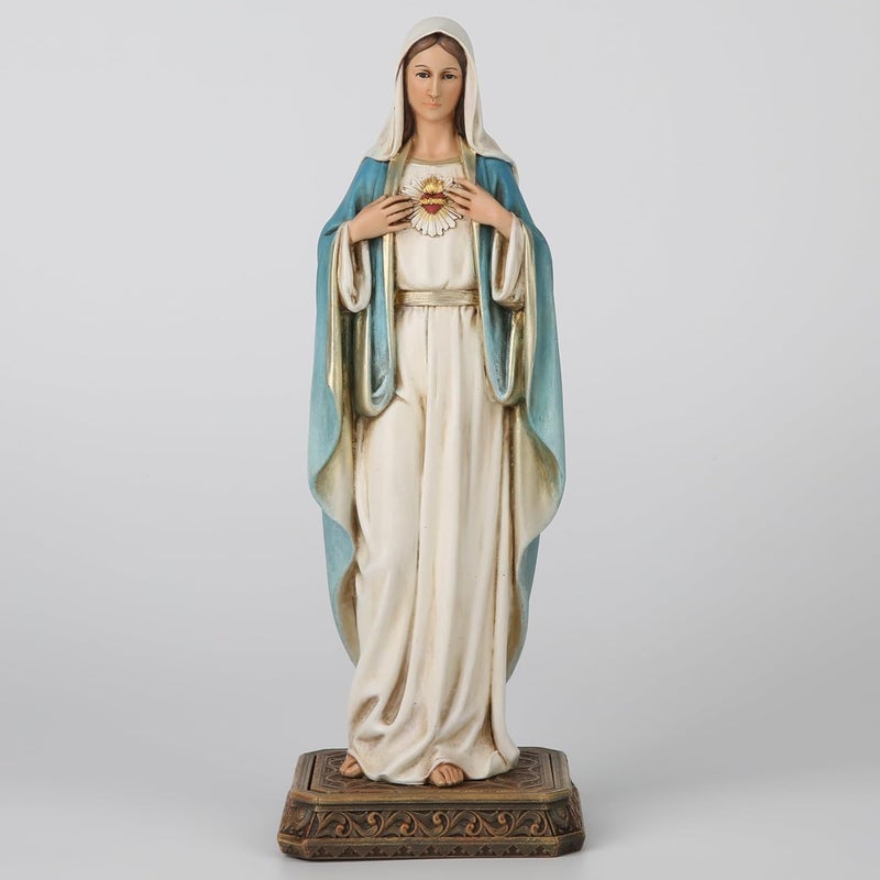 BC BUILDCLASSIC BC Catholic Immaculate Heart Mary Statue, 10" H Blessed Virgin Mary Figure for Altar, Holy Mother with Rosary Holder for Prayer Note, Religious Gift to Mon, Catholic Decor, Handmade by Buildclassic - Image 3